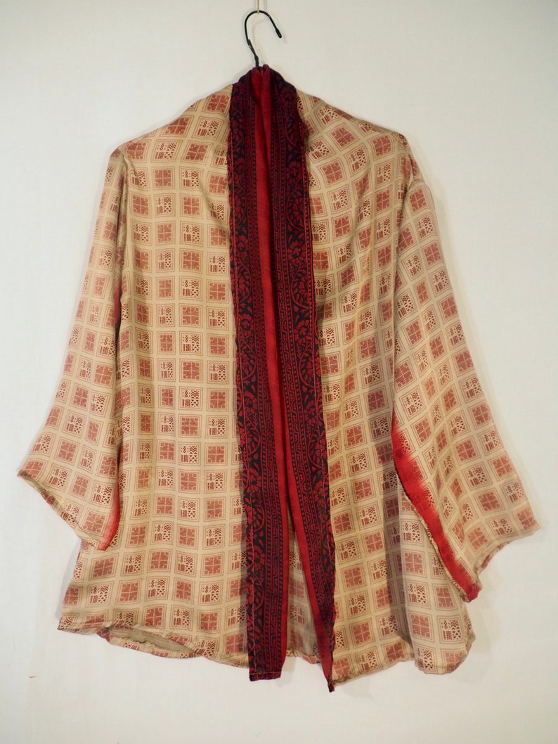 Recycled Vintage Silk Collar Kimono Jacket