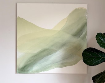 Quadro moderno minimalista astratto dipinto a mano, colorato, su tela con cornice galleggiante in legno massello, 100 x 100 cm