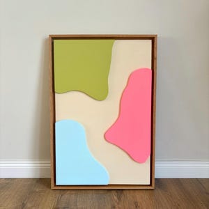 3D wooden wall art – Abstract wall art modern – Colorful relief art 40x60 – Handmade wooden picture for living room & hallway