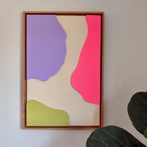3D wooden wall art – Abstract wall art modern – Colorful relief art 40x60 – Handmade wooden picture for living room & hallway