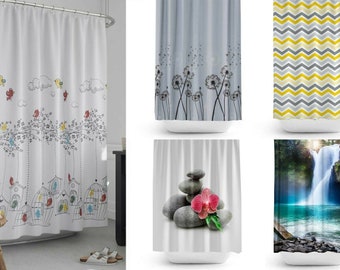 Extra long bathroom fabric shower curtain, many models 180x200