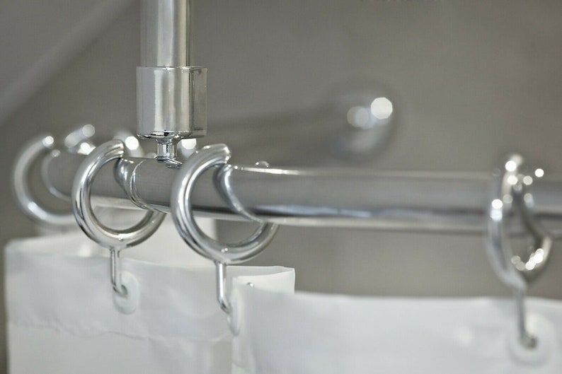 Curved Shower Bar With Ceiling Hook and Hooks Different Sizes Etsy