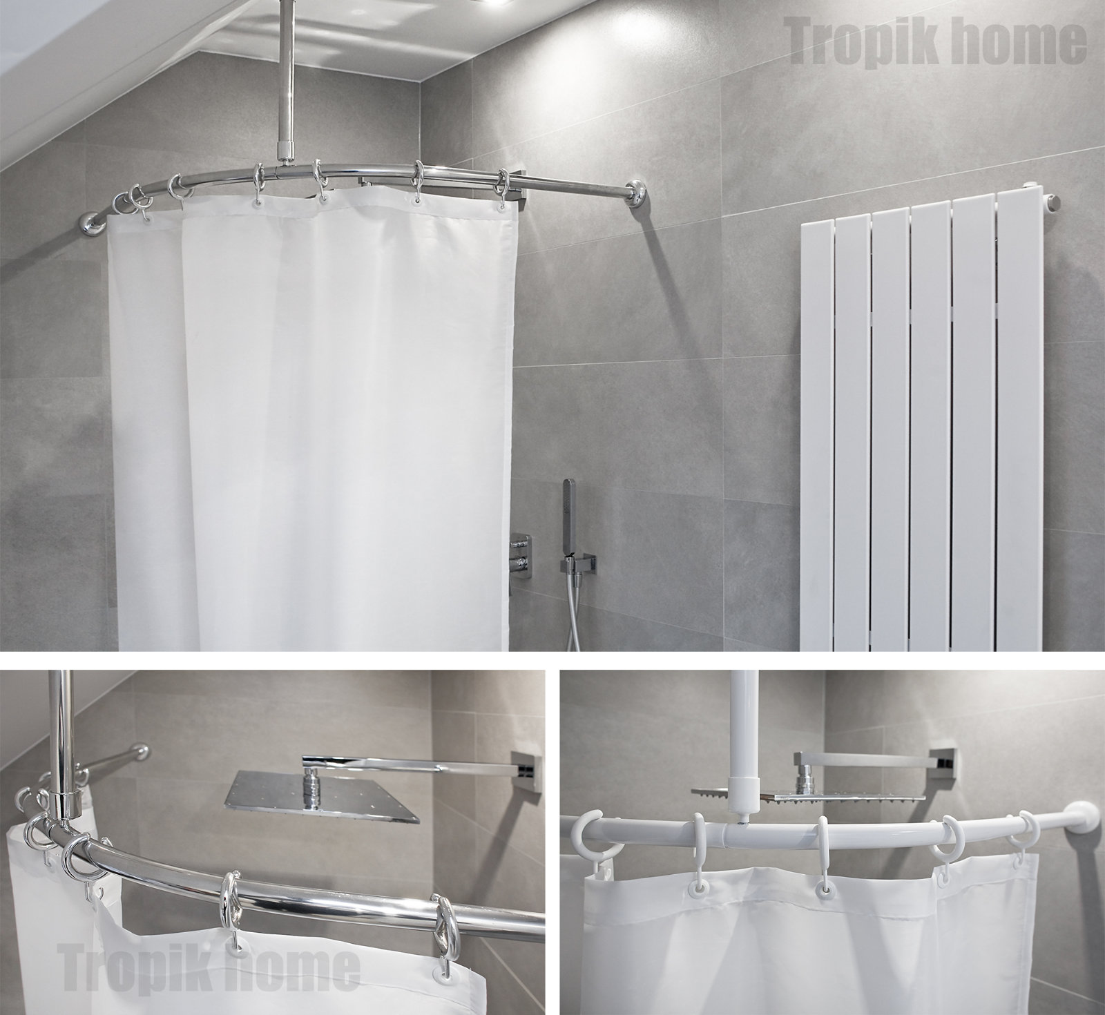 Curved Shower Bar With Ceiling Hook and Hooks Different Sizes - Etsy