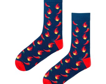 Chili Peppers Socks / Funny Socks / Gift Socks / Novelty Socks / Unisex Socks / Cute Socks