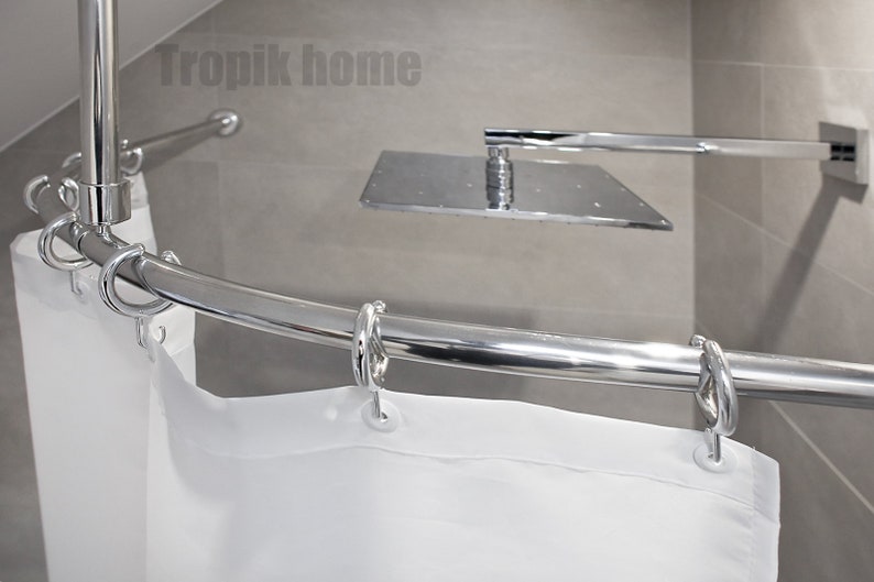 Curved Shower Bar With Ceiling Hook and Hooks Different Sizes Etsy