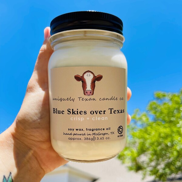 Blue Skies over Texas Candle