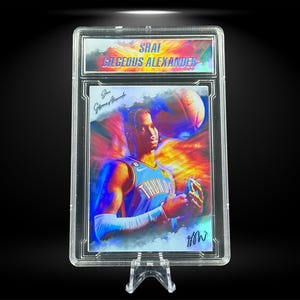 Shai Gilgeous-Alexander Novelty Custom Trading Card | Custom Label & Slab Design | SGA Holographic Artist Basketball Card | Facsimile Auto