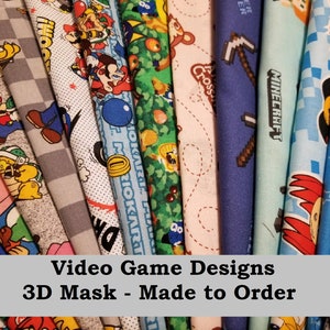 Video Games ~~ All Sizes ~~ 100% Cotton 3 Layer Handmade 3D Mask  ~~  Made to Order