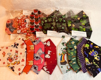 Valentine&#39;s Day, St. Patrick&#39;s Day and Mardi Gras ~~ 3D FaceMask ~~ 100% Cotton 3-Layer Handmade Mask  ~~  READY 2 SHIP ~~