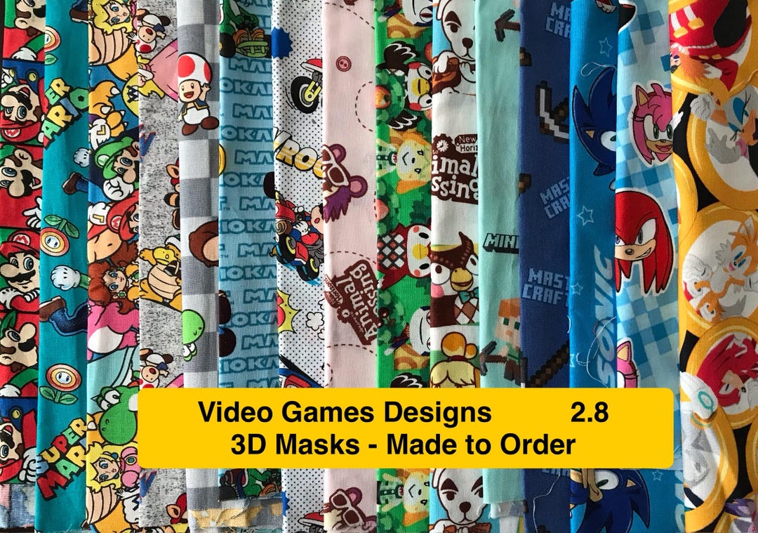 Video Games ~~ All Sizes ~~ 100% Cotton 3 Layer Handmade 3D Mask ...