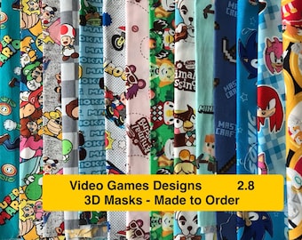 Video Games ~~ All Sizes ~~ 100% Cotton 3 Layer Handmade 3D Mask  ~~  Made to Order