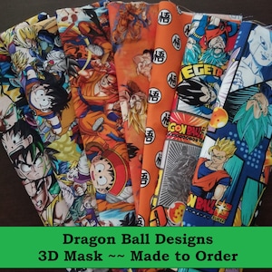 Dragon Ball Designs ~~ All Sizes ~~ 100% Cotton 3 Layer Handmade 3D Mask  ~~  Made to Order
