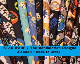 Star Wars / The Mandalorian ~~ All Sizes ~~ 100% Cotton 3 Layer Handmade 3D Mask  ~~  Made to Order
