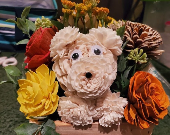 Sola Wood Dog Flower Arrangement Etsy
