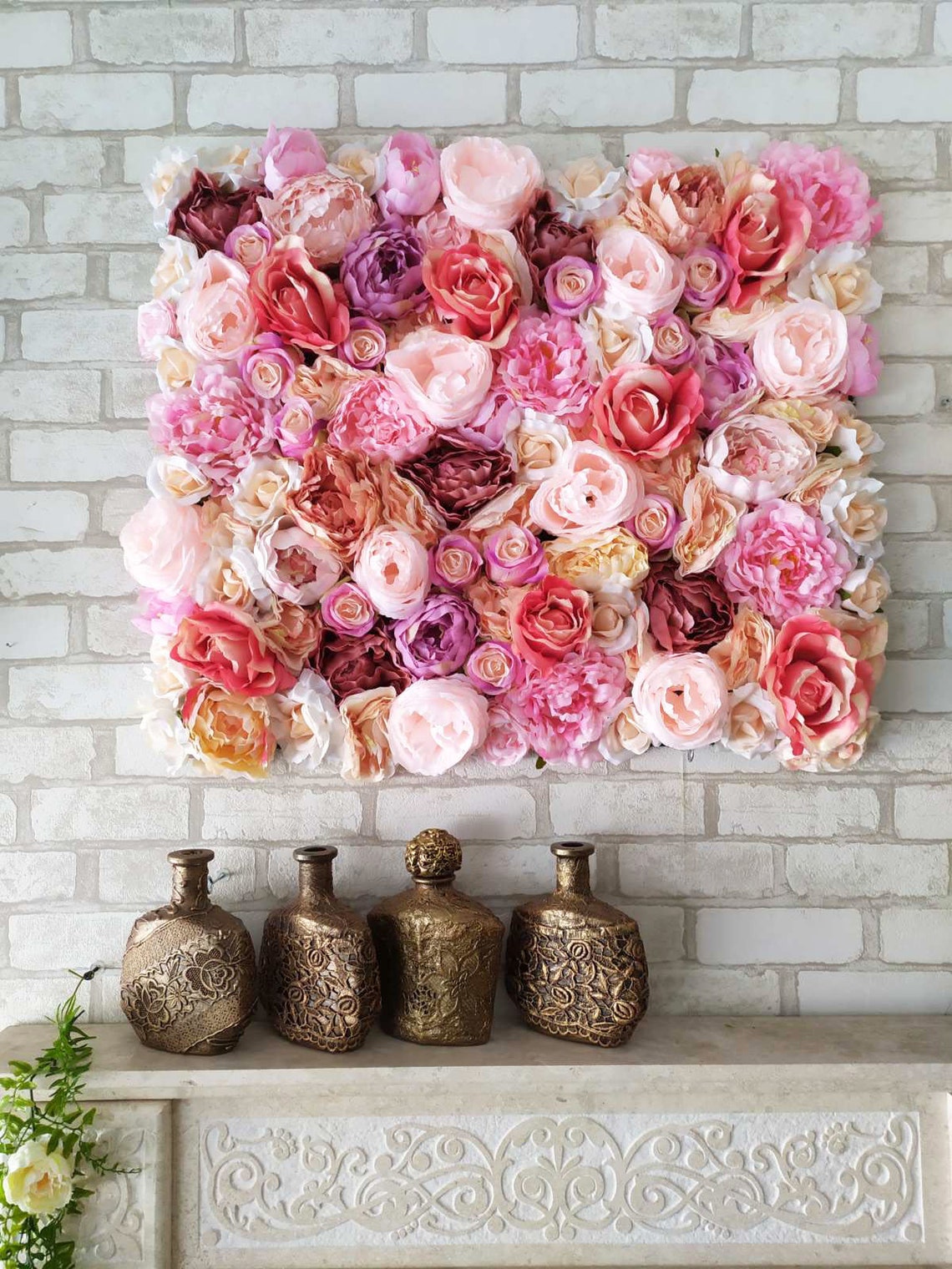 Flower Installation 10. Wall Decor Made of Flowers. Artificial Flower
