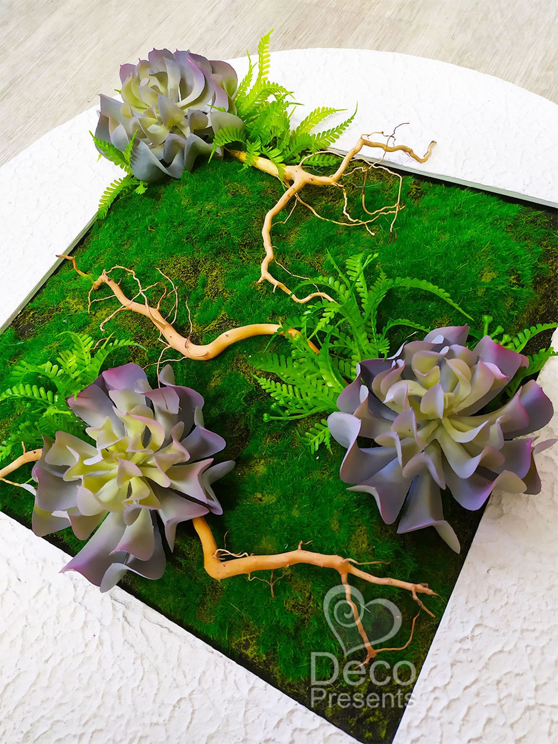 Artificial Moss Wall Decor, Artificial Plant Wall Panel 24, Succulent
