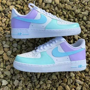 Air Force 1 Custom White Shoes Mermaid Pink Blue Purple Lilac Retro Casual Painted Sneakers Mens Womens Kids Baby All Sizes Made to Order