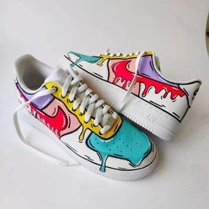 Air Force 1 Cartoon Custom White Shoes Comic Book Graffiti Art Retro Sneakers Painted Sneakers Mens Womens Kids Baby All Sizes Made to Order