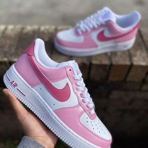 Air Force 1 Custom White Shoes 'Valentines Day' Shoes Light Pink & Magenta Painted Sneakers Mens Womens Kids Baby All Sizes Made to Order
