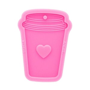 Taza de Café - Love Heart Java - Molde de Silicona Rosa Brillante - Molde Epoxi de Resina - Llavero - Llavero - Artesanía - Molde de Taza de Café