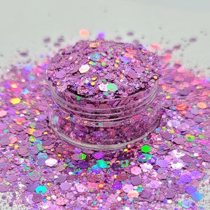 Holographic Magenta Chunky Mix - Magenta Glitter - Purple and Pink Holographic - Tumblers - Nail Art - Resin - Sweet Pea