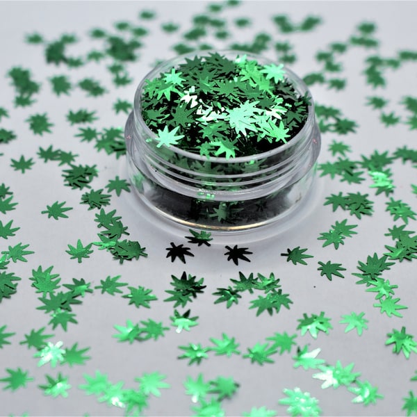 Mary Jane Green Leaves - Green Leaves Glitter - Leaf Glitter - Weed Leaf Glitter - Metallic Green Leaf - Marijuana Glitter - Green Chronic