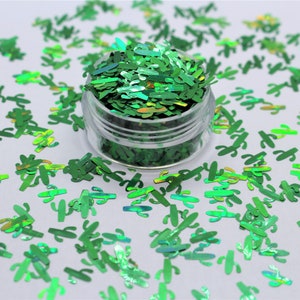 Holographic Green Cactus Glitter Shapes - Holographic Green - Polyester Glitter - Cactus Glitter - Thorny - Prickly