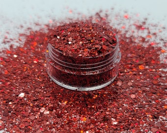 Red Holographic Glitter Mix - Red Chunky Mix Glitter - Laser Red - Tumblers - Nail Art - Resin - Chunky/Fine Mix - Red Velvet