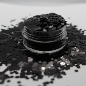 Brillo negro - Brillo negro grueso - Negro mate/plano - Negro metálico - Negro poliéster - Brillo de Halloween - Pequeño vestido negro grueso