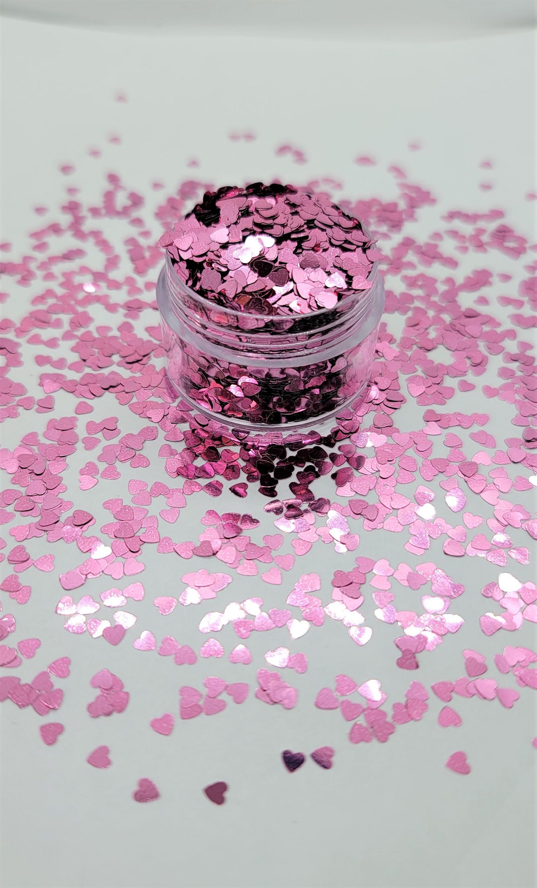 Pink Heart Shaped Glitter - Polyester Glitter - Heart Glitter - Pink