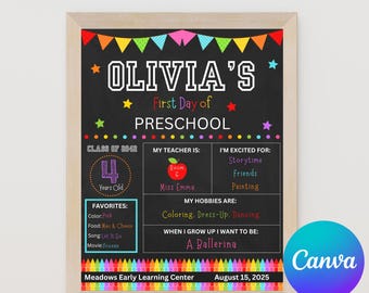 Editable First & Last Day of School Sign: Canva Template (Digital Download)