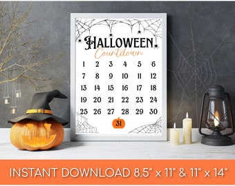 Halloween Countdown Calendar for Kids Halloween Wall Art for - Etsy