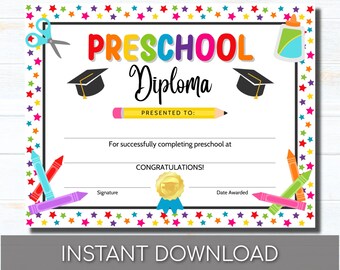 Preschool Graduation Certificate Etsy UK Preschool Graduation Certificate Etsy UK