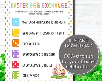 Easter Egg Exchange Game, Printable Easter Games, Easter Activities for Adults and Kids, Fun Easter Games, Easter Party Activities for Kids