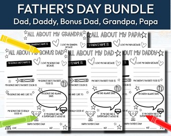 All About My Dad Printable Father's Day Printables - Etsy