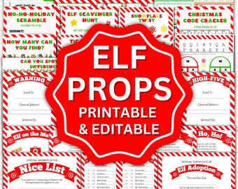 Elf Bundle Printable & Editable, Elf Letters, Notes, Games and Props, Instant Download PDF Canva