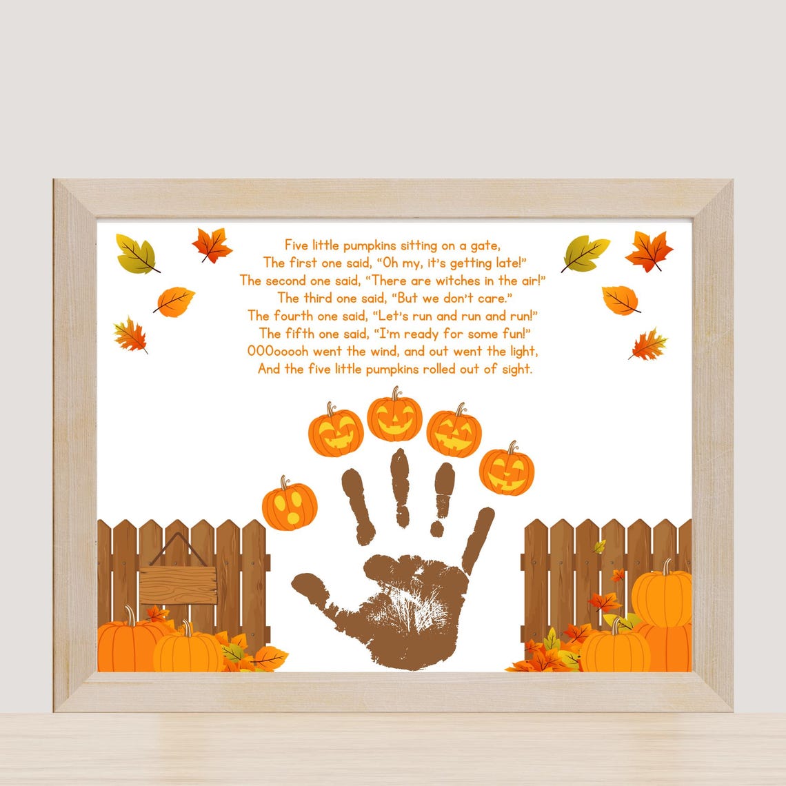 Five Little Pumpkins Handprint Poem, Fall Craft for Kids, Instant ...