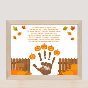 Five Little Pumpkins Handprint Poem, Fall Craft for Kids, Instant ...