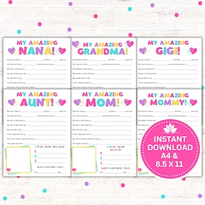 Pacote para impressão do Dia das Mães - Minha incrível mãe, mamãe, vovó, Nana, Gigi, tia, presentes de dia das mães