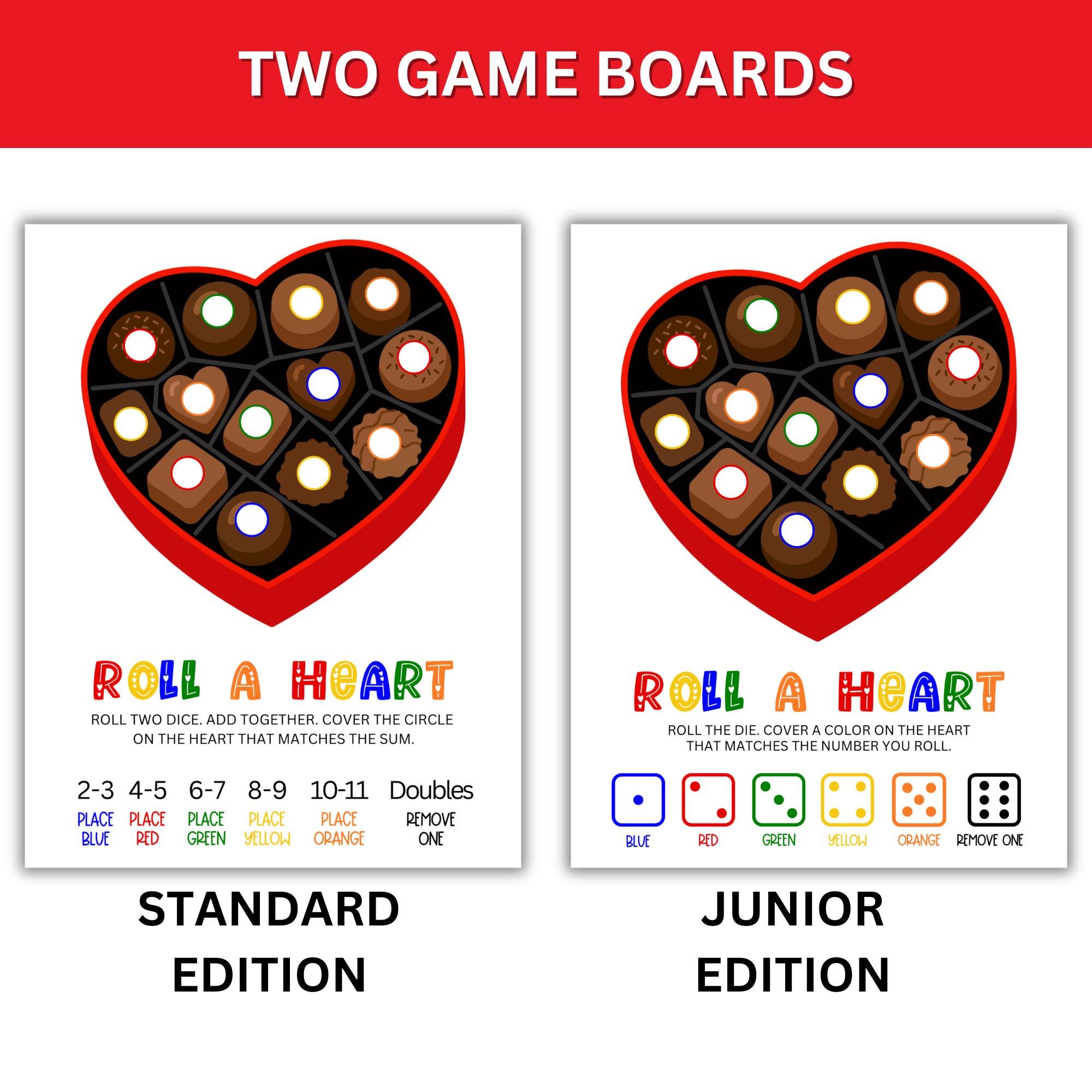 Roll a Heart Valentine Game | Printable Activity for Kids | Classroom ...