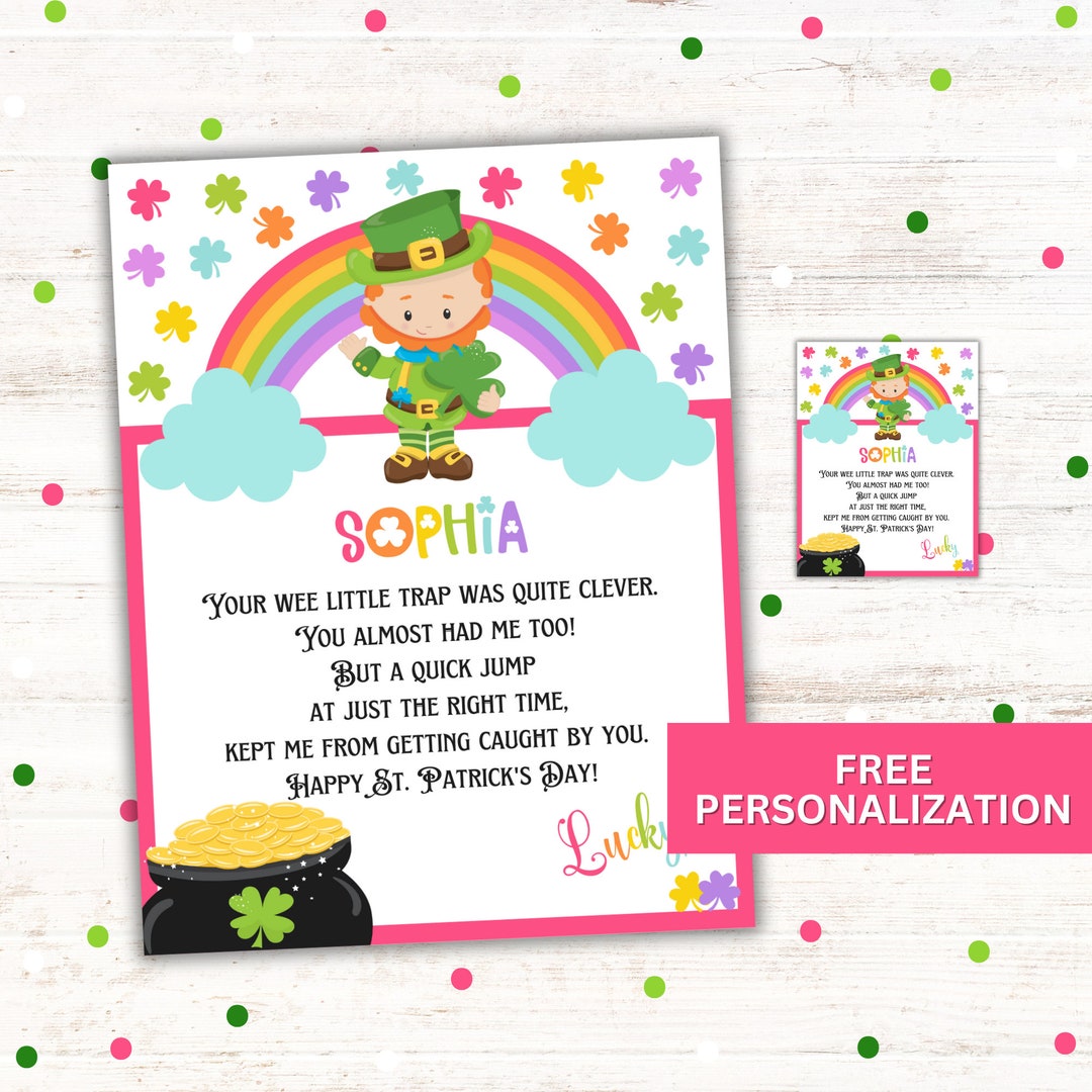 St. Patrick's Day Printable, Leprechaun Letter Personalized, Mini ...