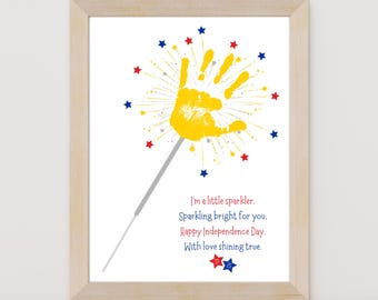 Sparkler Handprint Craft Printable | 4th of July Kids Poem Activity | Instant Download PDF