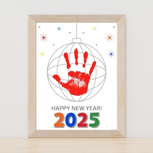 2025 Neujahr Handabdruck Handwerk: Erinnerungsaktivität (Instant Download)