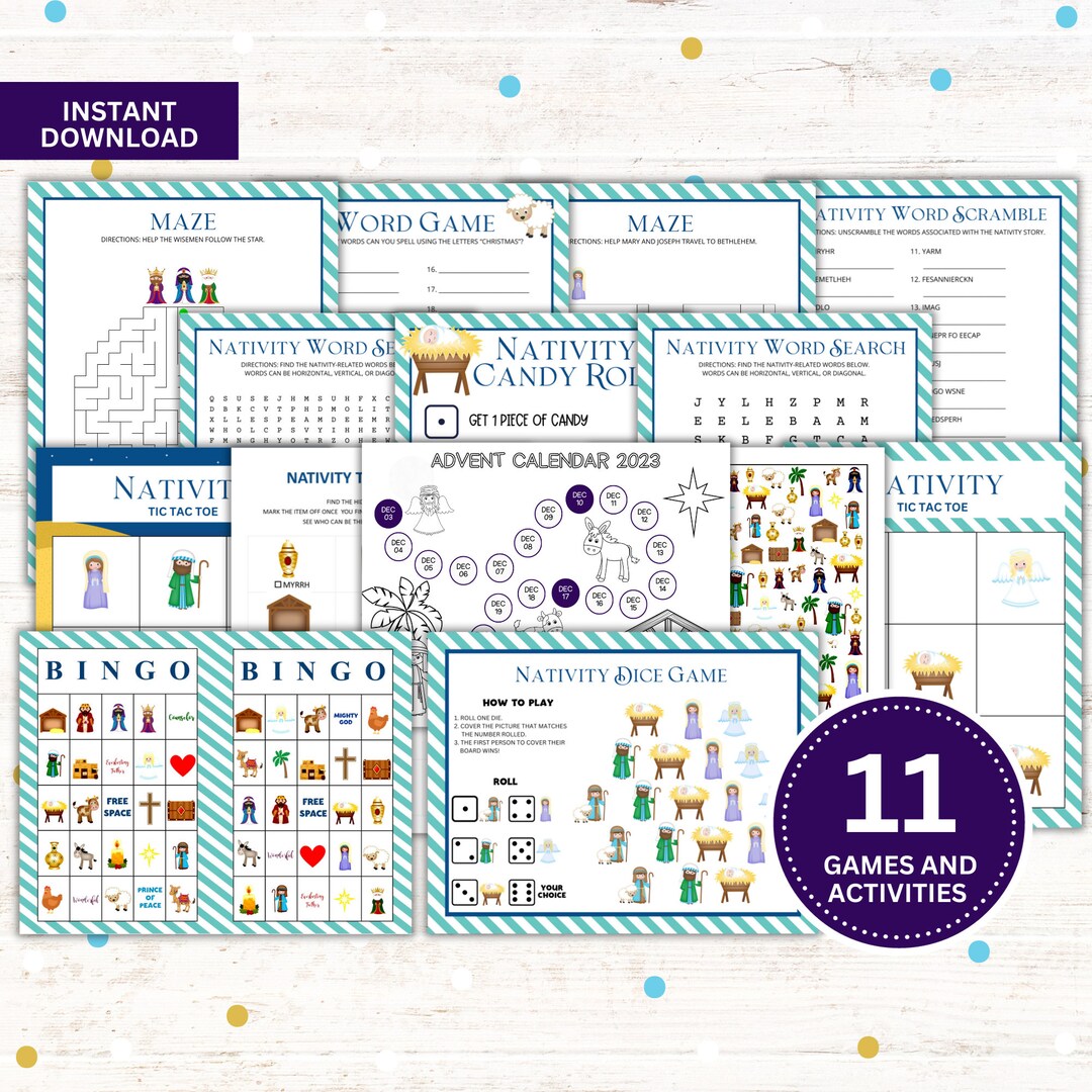 Printable Nativity Games Nativity Christmas Game and Activity Bundle ...