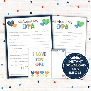 Cadeau pour la fête des pères Tout sur My Opa, imprimable, cadeau personnalisé des petits-enfants, téléchargement immédiat au format PDF