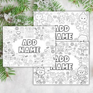 Christmas Placemats Printable and Editable, Christmas Coloring Pages, Instant Download
