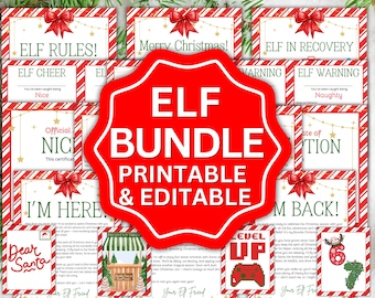 Elf Letter Bundle: Christmas Arrival, Goodbye, and Daily Notes and Props (Printable Canva Templates)