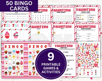 Valentines Day Printable Games | Valentines Games Bundle | Valentines Kid Games | Valentines Party Games | Instant Download