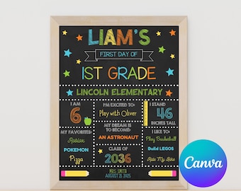 Editable First Day of School Sign: Chalkboard Template (Digital Download)