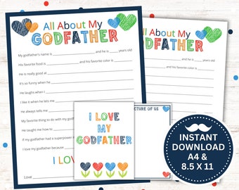 Gift for Godfather - All About My Godfather Printable | Father's Day Gift | Godfather's Birthday | Godparents Day Gift